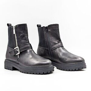 Blondo Women Garnet Waterproof Black Leather Moto Biker Ankle Boots size 10